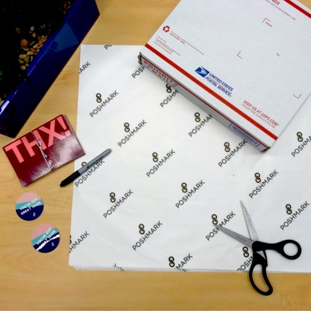 POSHMARK SWAG • 15 POSHMARK TISSUE PAPER, 50 PM STICKERS, 15 PM TY CARDS NWOT